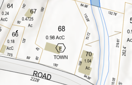 Map detail showing the 2 lots in question.
